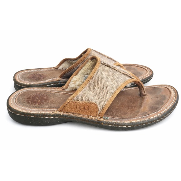 UGG Shoes - UGG Layback EU 39 US 8 Brown Fleece Lined Flip Flop Thong Sandals Comfort Shoes
